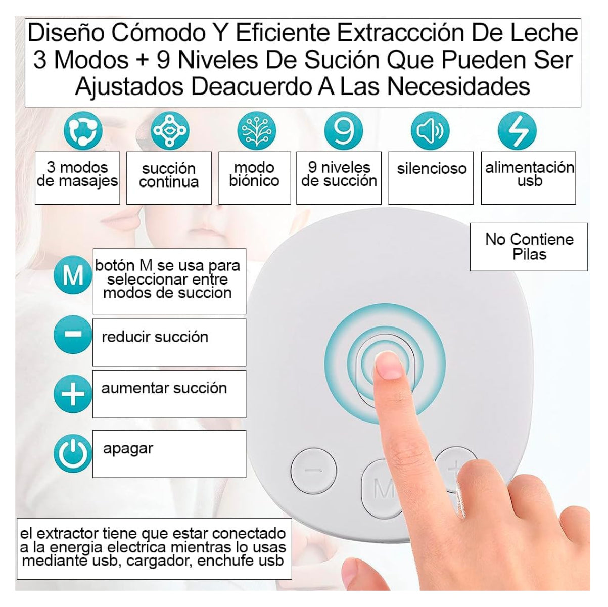 Extractor leche materna eléctrico my-371