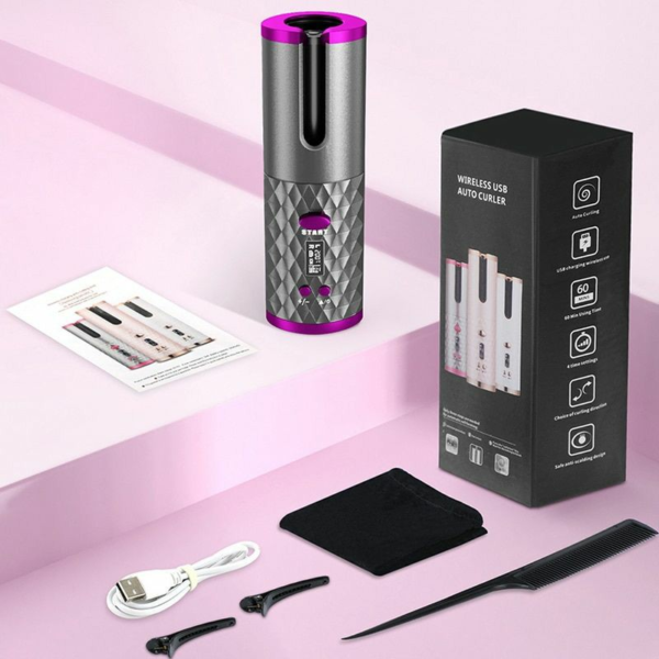 🌀 Rizador de Cabello Automático con Pantalla LED – Recargable y Portátil